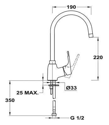 Mofém Junior Evo mosogató csaptelep álló, forgatható Mofém Junior Evo mosogató csaptelep álló, forgatható