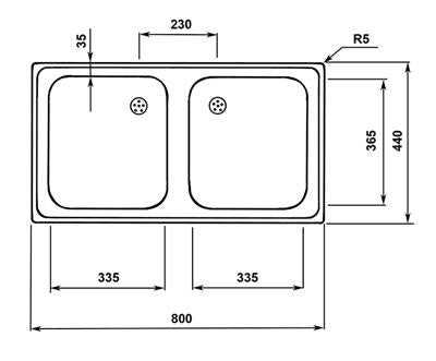 Mofém EVO 2 B mosogatótálca kétmedencés 80x44 cm (40109651) Mofém EVO 2 B mosogatótálca kétmedencés 80x44 cm (40109651)