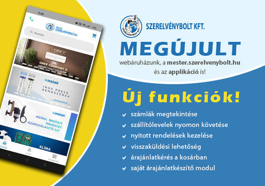 ÚJ funkciók a mester.szerelvenybolt.hu-n és a Szerelvénybolt.hu - mestereknek applikációban!