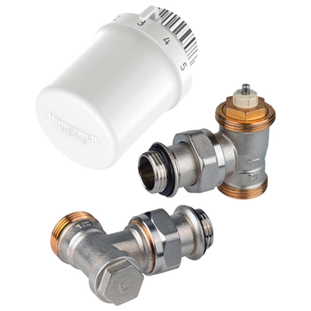 Honeywell termosztatikus radiátorszelep szett sarok, KM (T3019 + V2036ESX15 + V2437E0015)