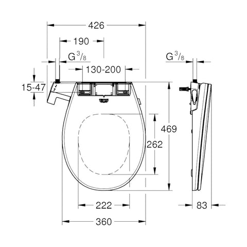 Grohe Bau Ceramic manuális bidés ülőke