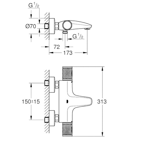 Grohe Grohterm 1000 Performance termosztátos kád csaptelep