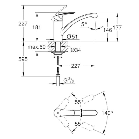 Grohe Eurosmart mosogató csaptelep, matt fekete