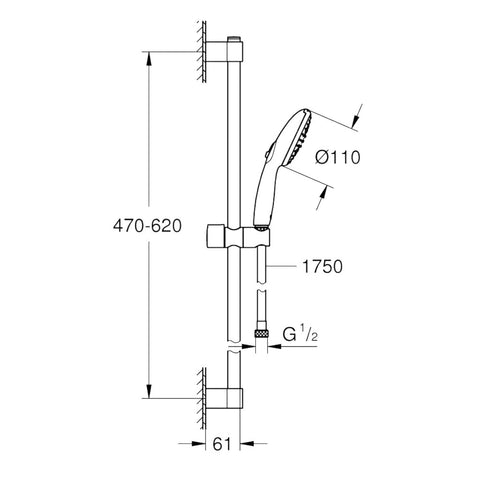 Grohe Tempesta 110 Sines zuhanyszett 2 spray (Rain, Jet), matt fekete