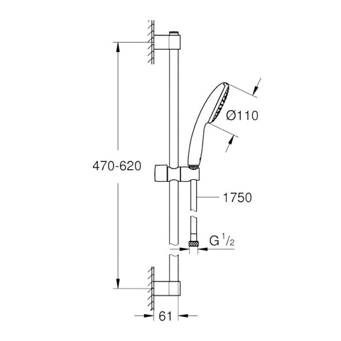 Grohe Tempesta 110 zuhanyszett, zuhanyrúd 600 mm
