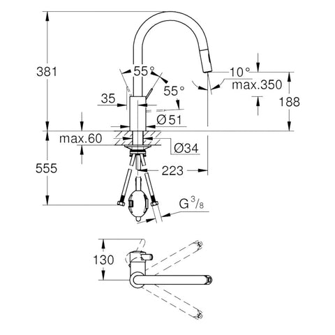 Grohe Eurosmart Cosmopolitan mosogatócsaptelep