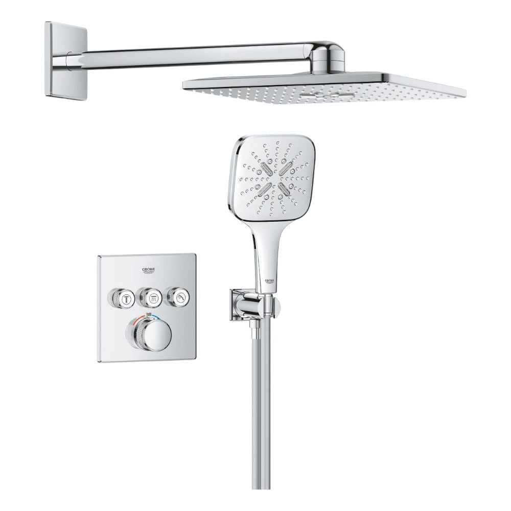 Grohe Grohtherm SmartControl zuhanyr. falsík mögötti, Rainshower SmartActive Cube kézi és fejzuhany