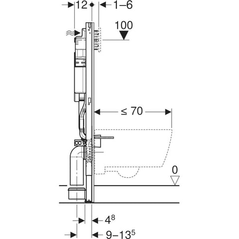 Geberit Duofix WC-tartály, 112cm, 12 cm-es falsík alatti öblítőtartály + elektromos csatlakozódoboz