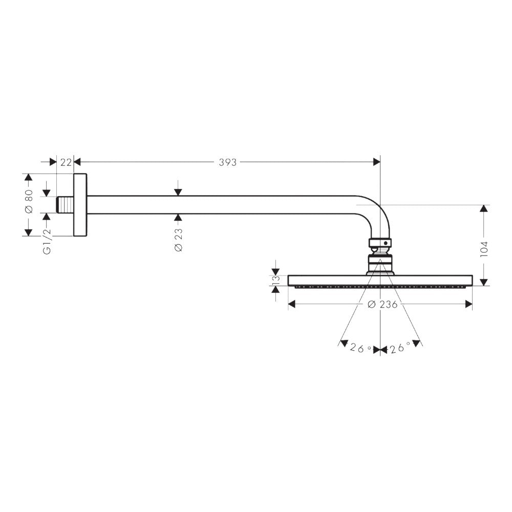 Hansgrohe Raindance S fejzuhany 240 1jet, PowerDrain, 390mm zuhanykarral
