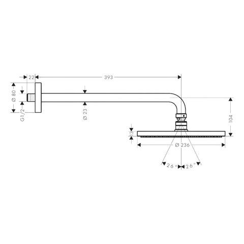 Hansgrohe Raindance S fejzuhany 240 1jet, PowerDrain, 390mm zuhanykarral