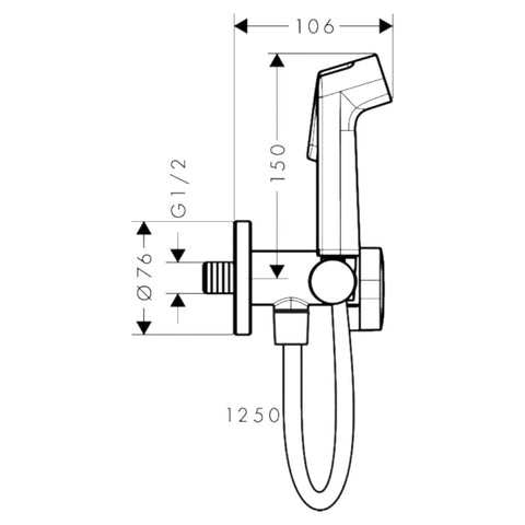 Hansgrohe hidegvizes bidé kézizuhany 1jet funkcióval, EcoSmart+, zuhanytartóval, matt fekete