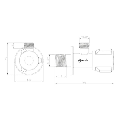 Mofém sarokcsap 1/2 "-3/8 " kerámia