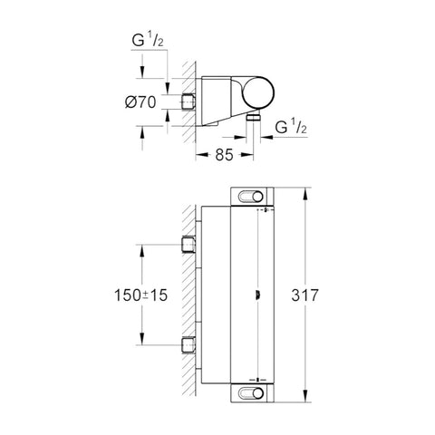 Grohe  Grohtherm 2000 termosztátos zuhanycsaptelep, króm