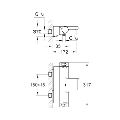 Grohe Grohtherm 2000 termosztátos kádcsaptelep