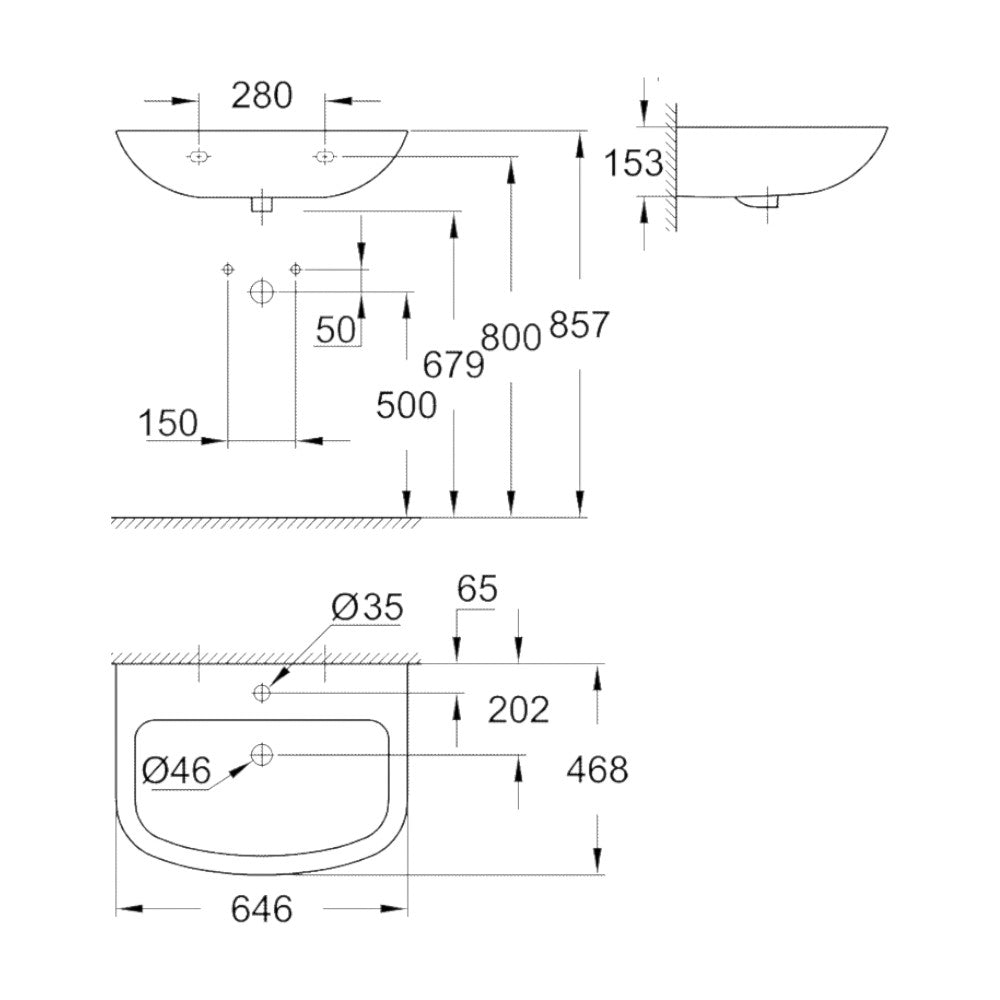 Grohe Bau Ceramic mosdókagyló, 646 x 468 mm