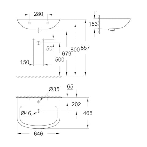 Grohe Bau Ceramic mosdókagyló, 646 x 468 mm