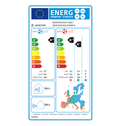 Ariston Nevis Evo R32 25 mono split klíma szett 2.7 kW + Wifi modul