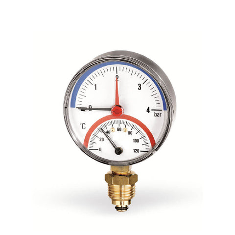 WATTS feszmérő-hőmérő F+R828 alsó 1/2" 0-6 bar 0-120°C 80 mm