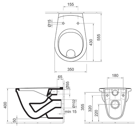 Alföldi Saval 2.0 WC csésze fali laposöblítésű, CleanFlush