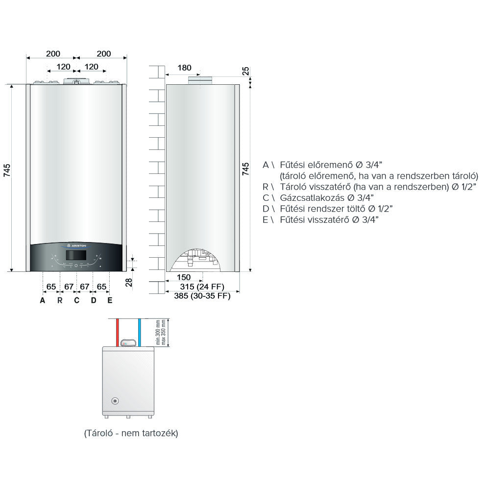Ariston Genus One System 24 kondenzációs gázkazán, fűtő 21,5 Kw