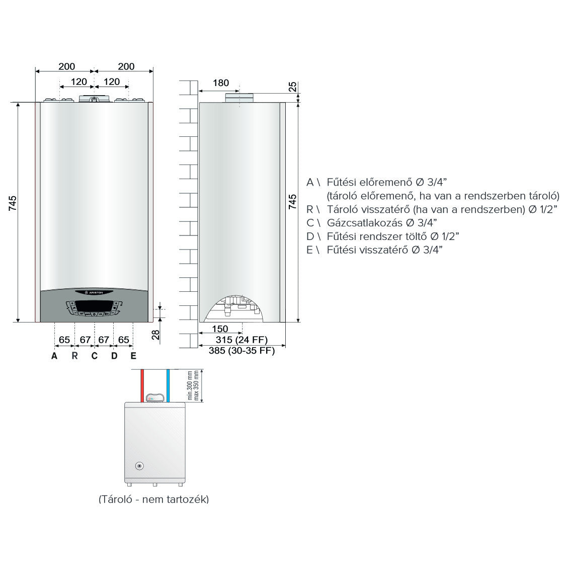 Ariston Clas One System 24 kondenzációs gázkazán, fűtő 23,6 Kw