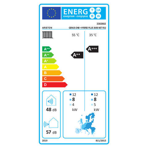 Ariston Genus One+ Hybrid Plus 30/80 Net R32 kondenzációs kazán, fűtő 30kW + 8kW hőszivattyú