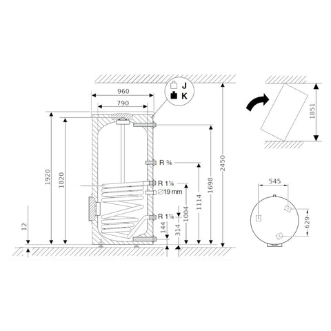 Bosch W 750-5 C indirekt tároló, fehér