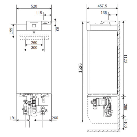 Bosch Condens 7000 W P85 23 fali kondenzációs gázkazán, fűtő, 84,5kw, fehér,