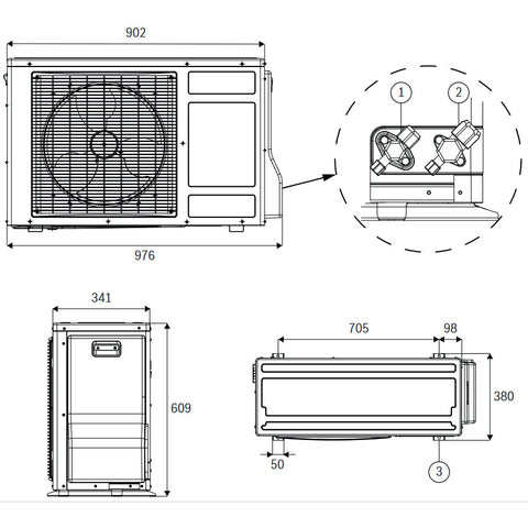 Bosch Compress 3400i AWS 4 OR-S split levegő-víz hőszivattyú egyfázisú kültéri egység