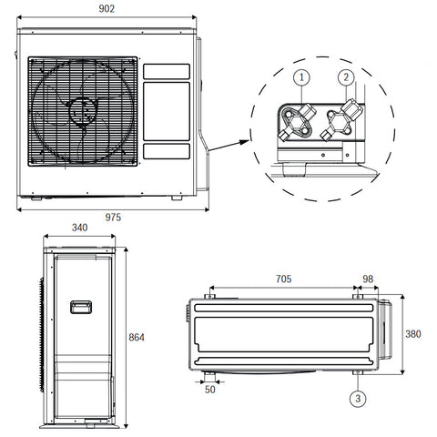 Bosch Compress 3400i AWS 10 OR-S split levegő-víz hőszivattyú egyfázisú kültéri egység