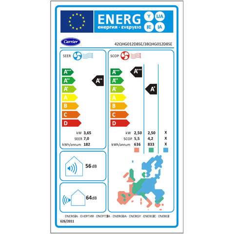 Carrier Extreme2 mono split klíma szett 3.6 kW (42QHG012D8SE/38QHG012D8SE)