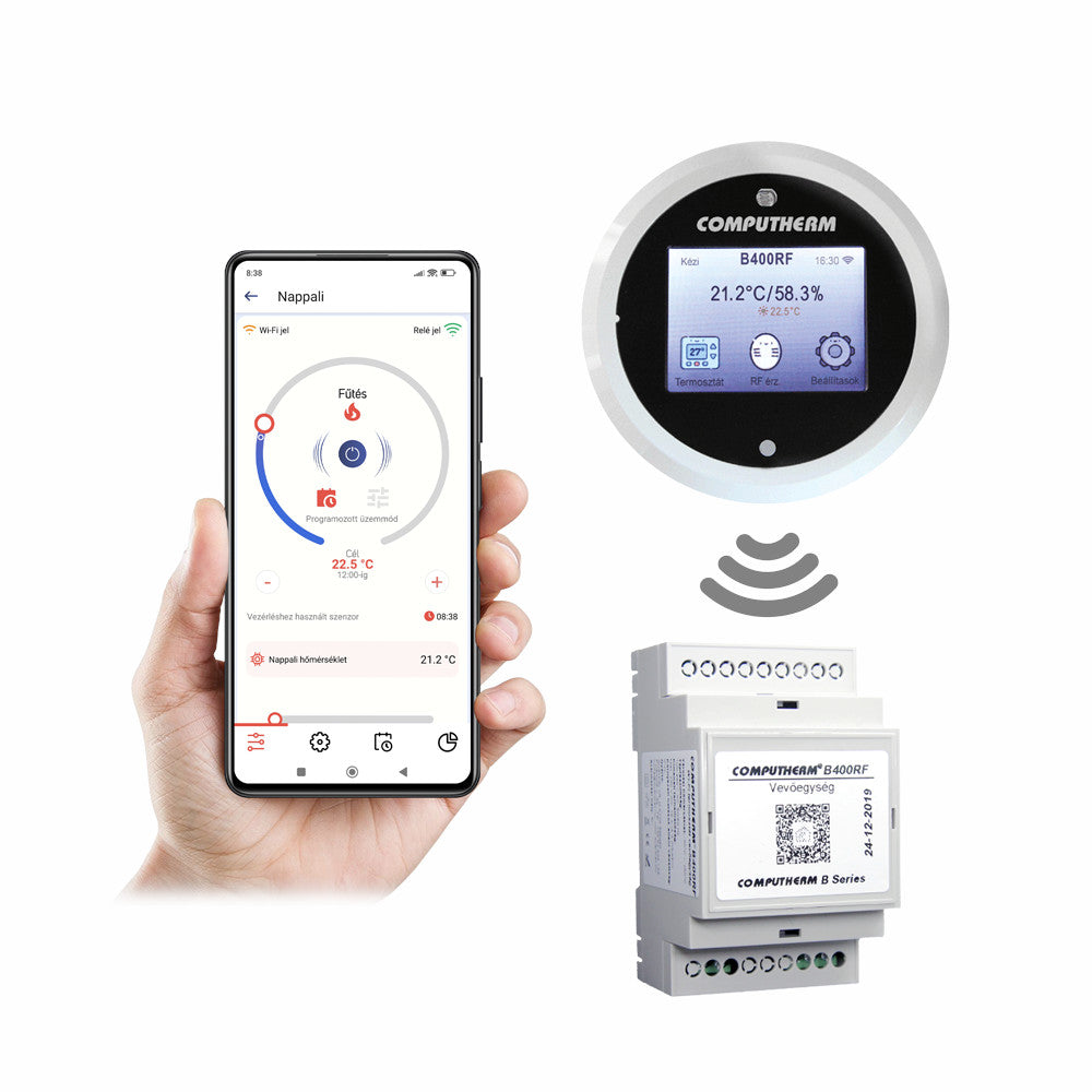 COMPUTHERM B400RF szobatermosztát,vezeték nélküli,Wi-Fi-s,hőérzékelővel, programozható