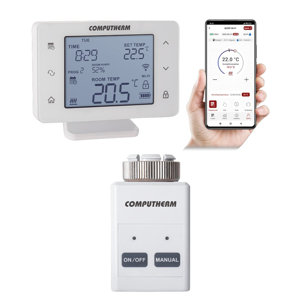 COMPUTHERM Q12RF állítómű + Q20RF Wi-Fi (TX) termosztát (párban)
