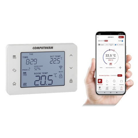 COMPUTHERM Q20 Wi-Fi szobatermosztát, vezetékes, programozható, Wi-Fi, páratartalom mérés