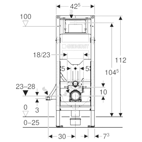 Geberit Duofix Wc-tartály, 112cm, Sigma 12cm-es falsík alatti öblítőtartállyal akadálymentes kivitel