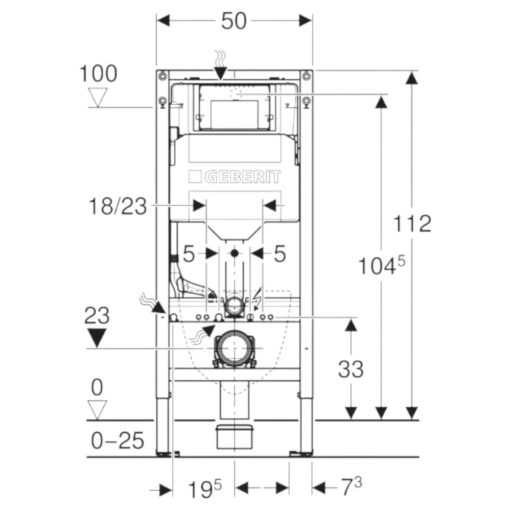 Geberit Duofix fali WC-szerelőelem, 112 cm, Sigma 12 cm-es falsík alatti öblítőtartállyal, projektre