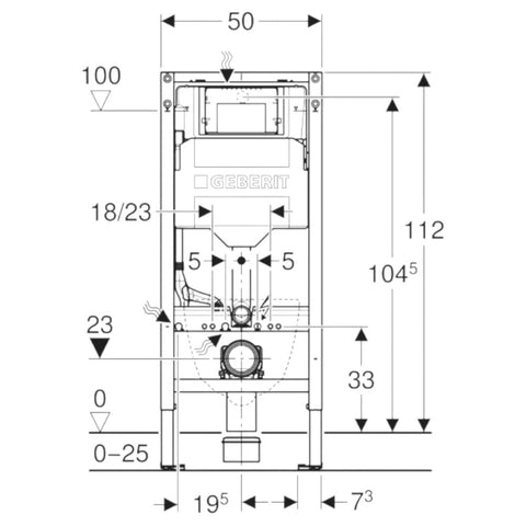 Geberit Duofix fali WC-szerelőelem, 112 cm, Sigma 12 cm-es falsík alatti öblítőtartállyal, projektre
