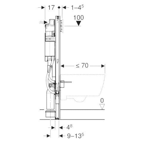 Geberit Duofix Wc-tartály, 112cm, Sigma 12cm-es falsik alatti tartály, akadálymentes, kapaszkodóhoz