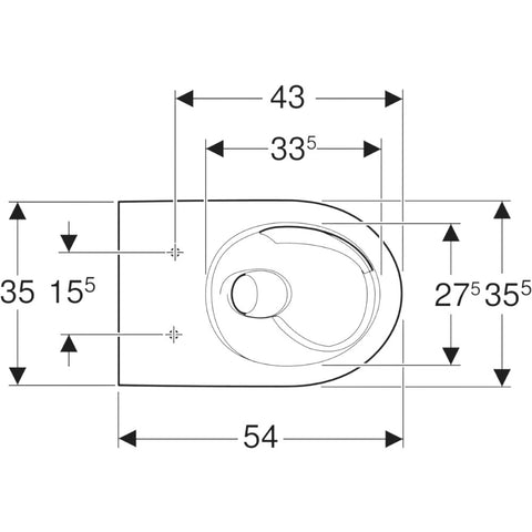 Geberit Selnova fali WC, mélyöblítésű, TurboFlush öblítés, 54 cm