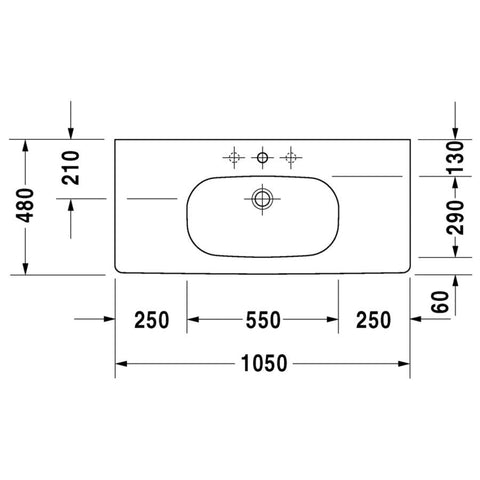 DURAVIT D-Code mosdó, beépíthető, 100x48 cm  (03421000002)