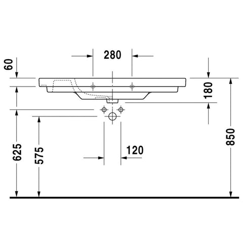 DURAVIT D-Code mosdó, beépíthető, 100x48 cm  (03421000002)