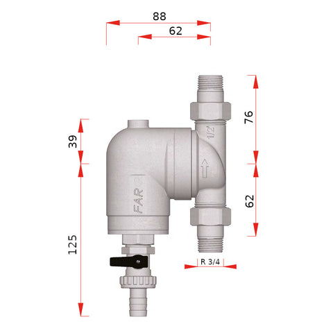 FAR 3/4" vízszűrő, forgatható bekötéssel