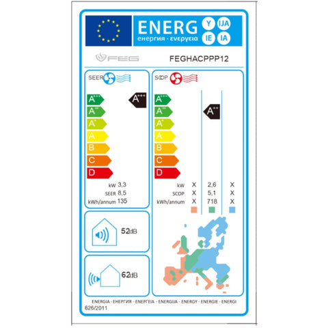 FÉG mono split klíma szett 3.5 kW, A+++; WIFI vezérlés, csepptálcafűtés