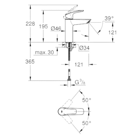 Grohe Eurosmart mosdó csaptelep, M-es méret, matt fekete