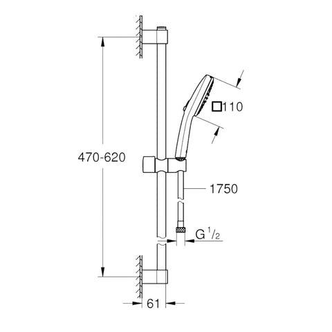 Grohe Tempesta Cube 110 sines zuhanyszett 2 sugárral (Rain, Jet)
