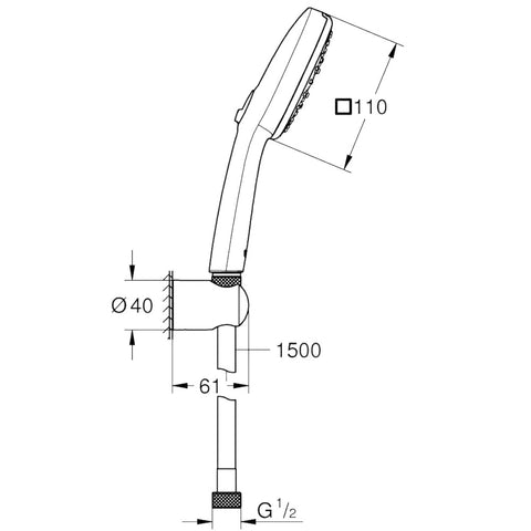 Grohe Tempesta Cube 110 fali tartós zuhanyszett, 3 funkciós, króm