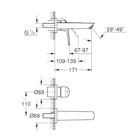 Grohe Eurosmart 2-lyukas mosdó csaptelep, S-es méret