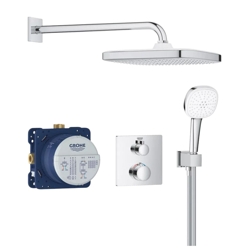 Grohe Grohtherm rejtett zuhanyrendszer, Tempesta 250 Cube fejzuhany