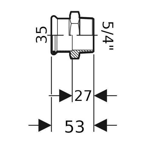 Geberit Mapress Therm Inox acél KM átmeneti idom, d35, R 1 1/4 ", ivóvízhez nem alkalmas 1.4301