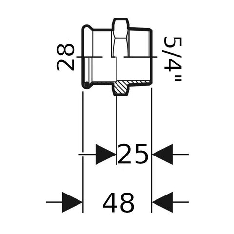 Geberit Mapress Therm Inox acél KM átmeneti idom, d28, R 1 1/4 ", ivóvízhez nem alkalmas 1.4301